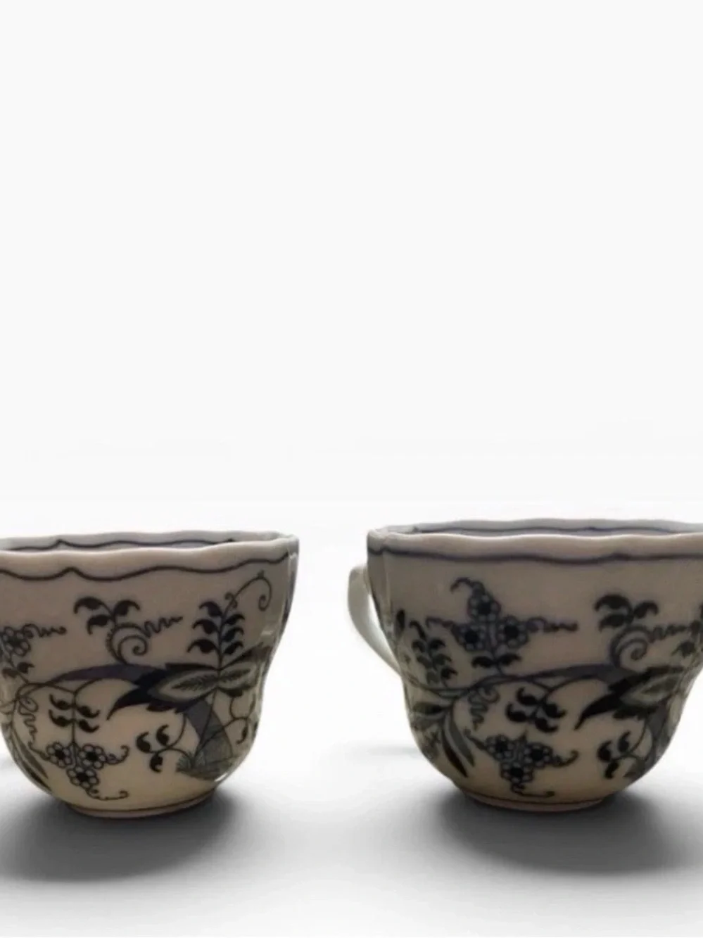 Blue Danube Onion Pattern Teacups Set of 2 Vintage Blue & White Japan